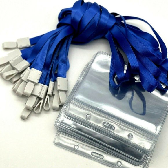 (15) ID Badge Holder Clear Plastic Vaccination Card Holder Zip Lock 4x3 Lanyards - Picture 1 of 4